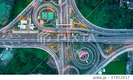 Highway, Expressway, Motorway, Toll way at night. 37912017