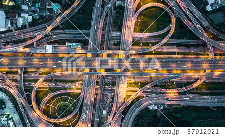 Highway, Expressway, Motorway, Toll way at night. 37912021