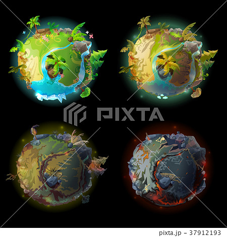Vector cartoon planet evolution game design set 37912193