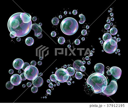 Vector 3d soap transparent bubbles, a lot of soapy Vector 3d soap transparent bubbles, a lot of soapy 37912195