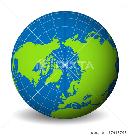 Earth globe with green world map and blue seas and Earth globe with green world map and blue seas and 37913743