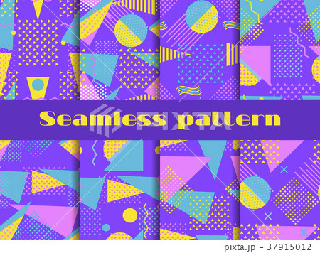 Memphis seamless pattern set. Geometric elements 37915012