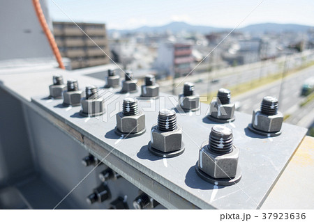 鉄骨建方高力ボルトの締付け1次締めマーキング本締めピンテール破断共回り軸回りナット回転角度±30度 37923636