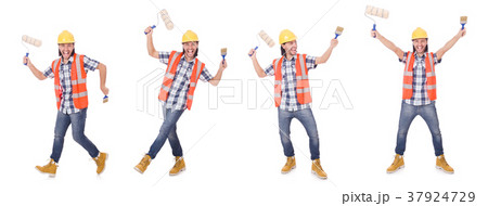 Funny painter isolated on white Funny painter isolated on white 37924729