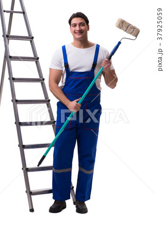 Young painter contractor isolated on white Young painter contractor isolated on white 37925059