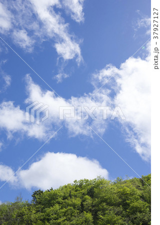 流れる白い雲と晴天快晴青空の背景イメージ完成予想図パース素材縦 流れる白い雲と晴天快晴青空の背景イメージ完成予想図パース素材縦 37927127