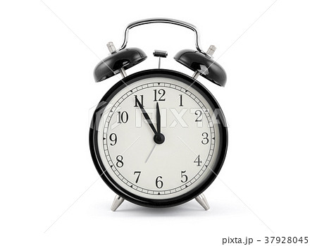 Black old style alarm clock with clipping path  37928045
