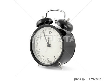 Black old style alarm clock with clipping path  37928046