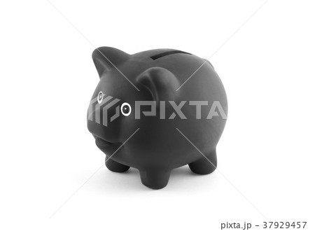 Black piggy bank with clipping path  37929457