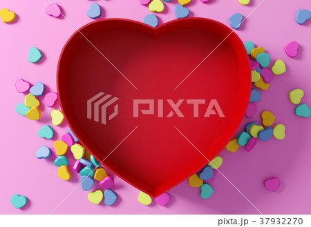 Empty red heart shaped box with mini hearts 37932270