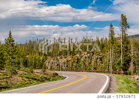 Highway in Yellowstone National Park Highway in Yellowstone National Park 37932673