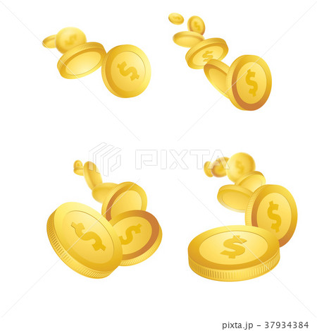 Golden stream - coins collection flying towards 37934384