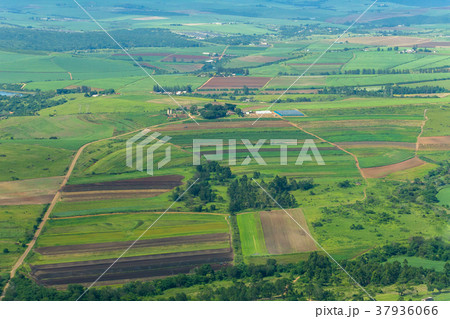 Flying Farmlands Fields Crops Dam Landscape 37936066