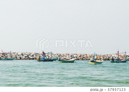 Sea fishing boat parking on coastline Sea fishing boat parking on coastline 37937123