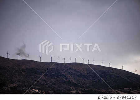 Wind power stations at Kefalonia.Storm.Atmospheric Wind power stations at Kefalonia.Storm.Atmospheric 37941217