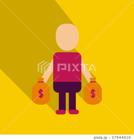 Businessman has money in flat style with shadow. 37944010