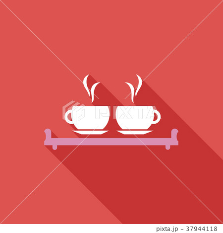 Coffee table with two cups of steaming coffee 37944118
