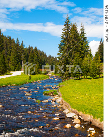 Idyllic landscape with calm mountain river on Idyllic landscape with calm mountain river on 37944366