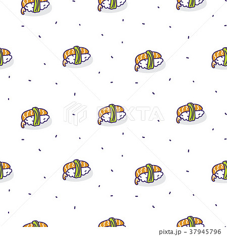 Sushi shrimp seamless vector pattern. 37945796