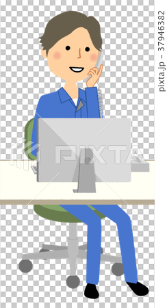 工作服PC和電話的人 工作服PC和電話的人 37946382