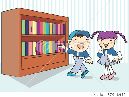 友達 友人 図書館のイラスト素材