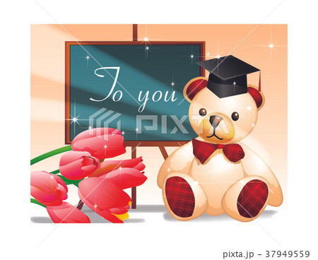 クマのぬいぐるみ 黒板 花 37949559