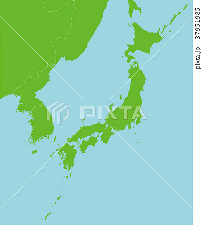 日本と極東地域周辺国マップ 白地図 文字なし のイラスト素材