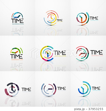Collection of vector abstract logo ideas, time Collection of vector abstract logo ideas, time 37953255