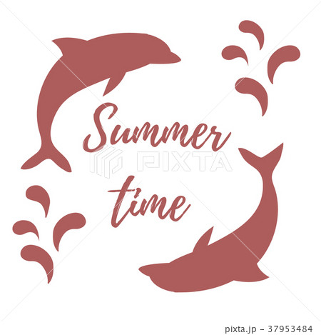 two colored dolphins with splashes. Summer time two colored dolphins with splashes. Summer time 37953484