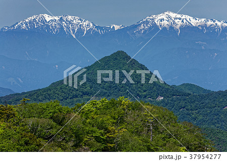 本社ヶ丸から見る釈迦ヶ岳と残雪の南アルプス 本社ヶ丸から見る釈迦ヶ岳と残雪の南アルプス 37954277