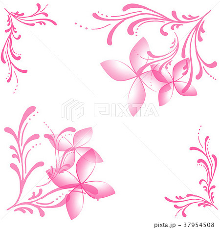 花 フレーム 花柄 枠 花模様 白バック のイラスト素材