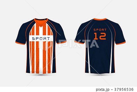 Blue, White and orange pattern sport football kits 37956536