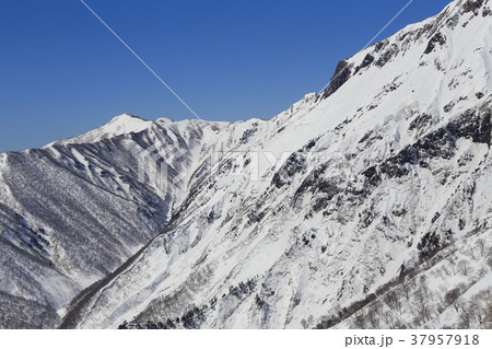 冬の天神尾根から俎嵓 まないたぐら 方面を見るの写真素材
