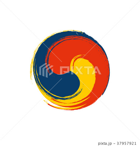 Vector ink imitation illustration: Korean traditional Sam Taegeuk isolated. Vector ink imitation illustration: Korean traditional Sam Taegeuk isolated. 37957921