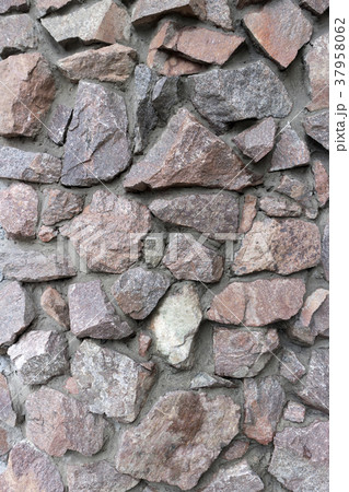 Rubble gray and brown stone wall, rubble work 37958062