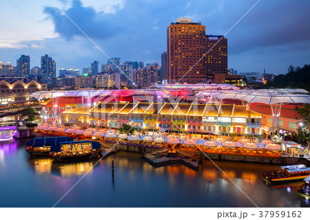 Clarke Quay at night in Singapore. Clarke Quay at night in Singapore. 37959162
