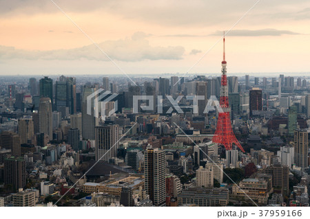Tokyo Tower at evening in Japan. Skyscraper Tokyo Tower at evening in Japan. Skyscraper 37959166