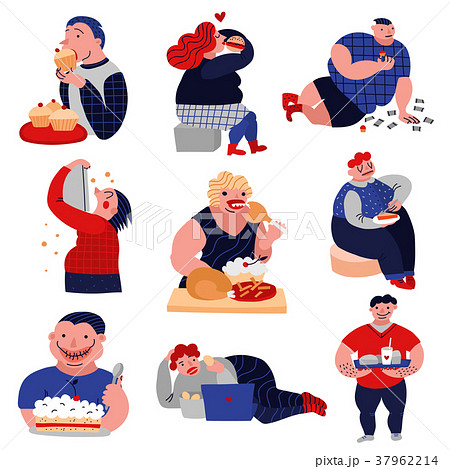 Gluttony Habits lat Icons Set  37962214