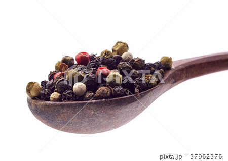 Seasoning - four kinds of pepper peas - isolated Seasoning - four kinds of pepper peas - isolated 37962376