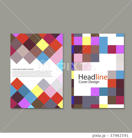 Brochure template design with squares and 37962591