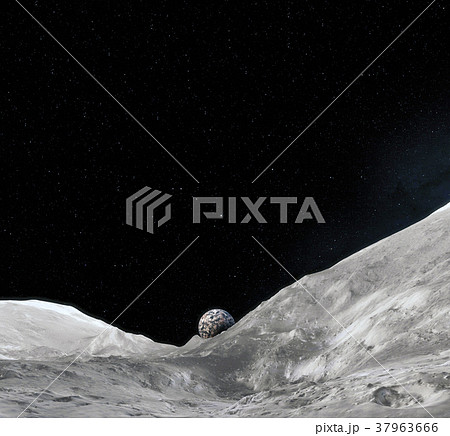 Moon surface. Realistic 3d render of moon and Moon surface. Realistic 3d render of moon and 37963666