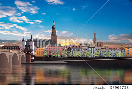 Panoramic view of medieval town in Germany 37965738