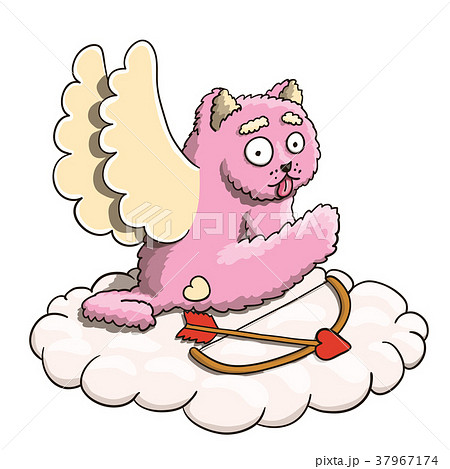 Valentines Day, Cupid Pink Cat Heaving a Break 37967174
