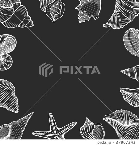 Vintage seafood frame vector illustration. 37967243