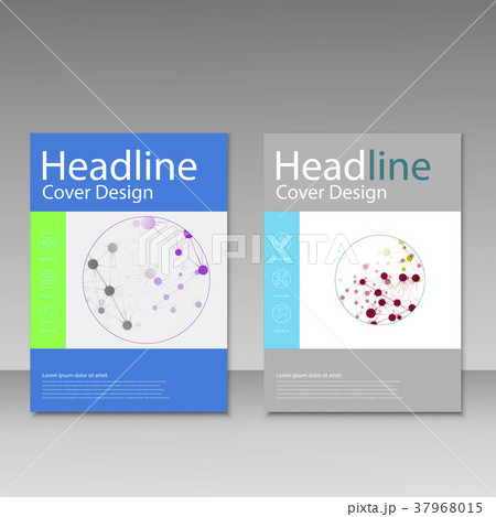 Molecule design brochure template. Science vector 37968015