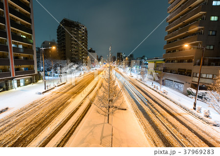 雪の降った山手通り 37969283