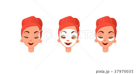 Beautiful women s faces. Girl with purifying mask Beautiful women s faces. Girl with purifying mask 37970035