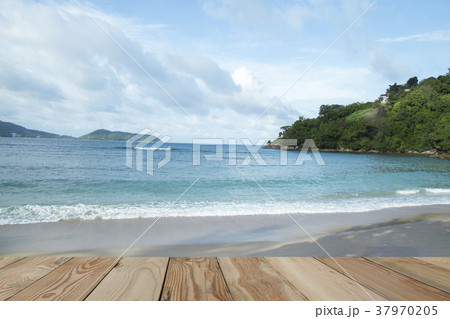 Landscape view of  Sea with wooden Space. Landscape view of  Sea with wooden Space. 37970205