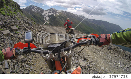 Enduro journey with dirt bike high in the 37974738