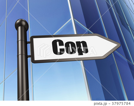 Law concept: sign Cop on Building background 37975784